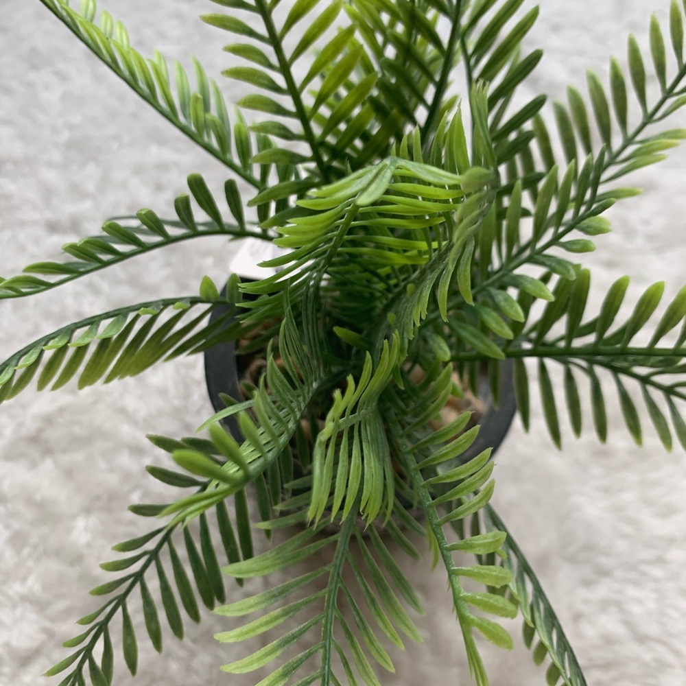 Mini faux fern palm tree plant with tribal vase - Picture 2 of 7